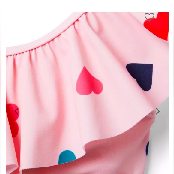 Pink Ruffle Heart Print Swimsuit - Picture 4 of 6
